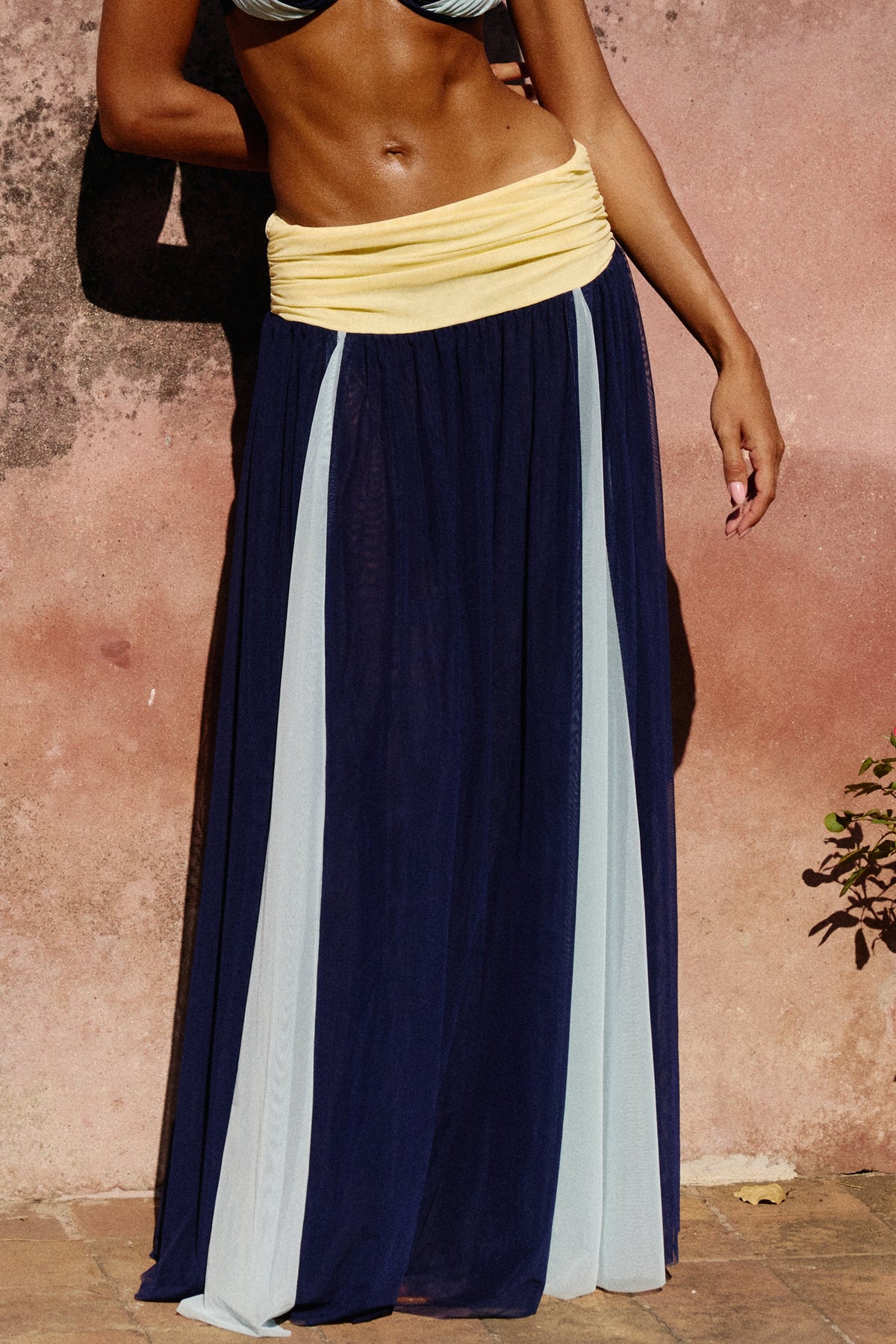 Azoria Mesh Maxi Skirt in Ceruleo