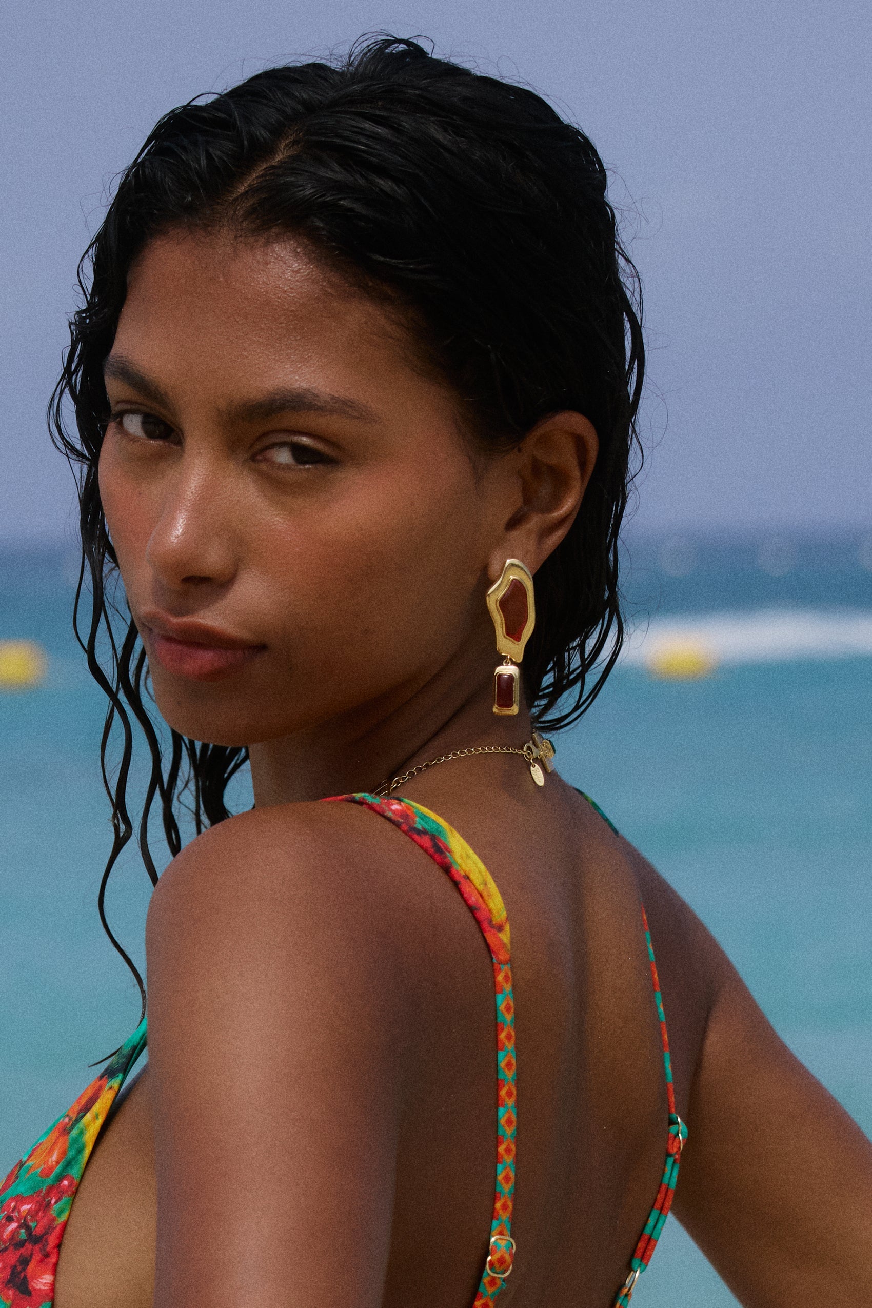 Sombra Earrings in Red Agate