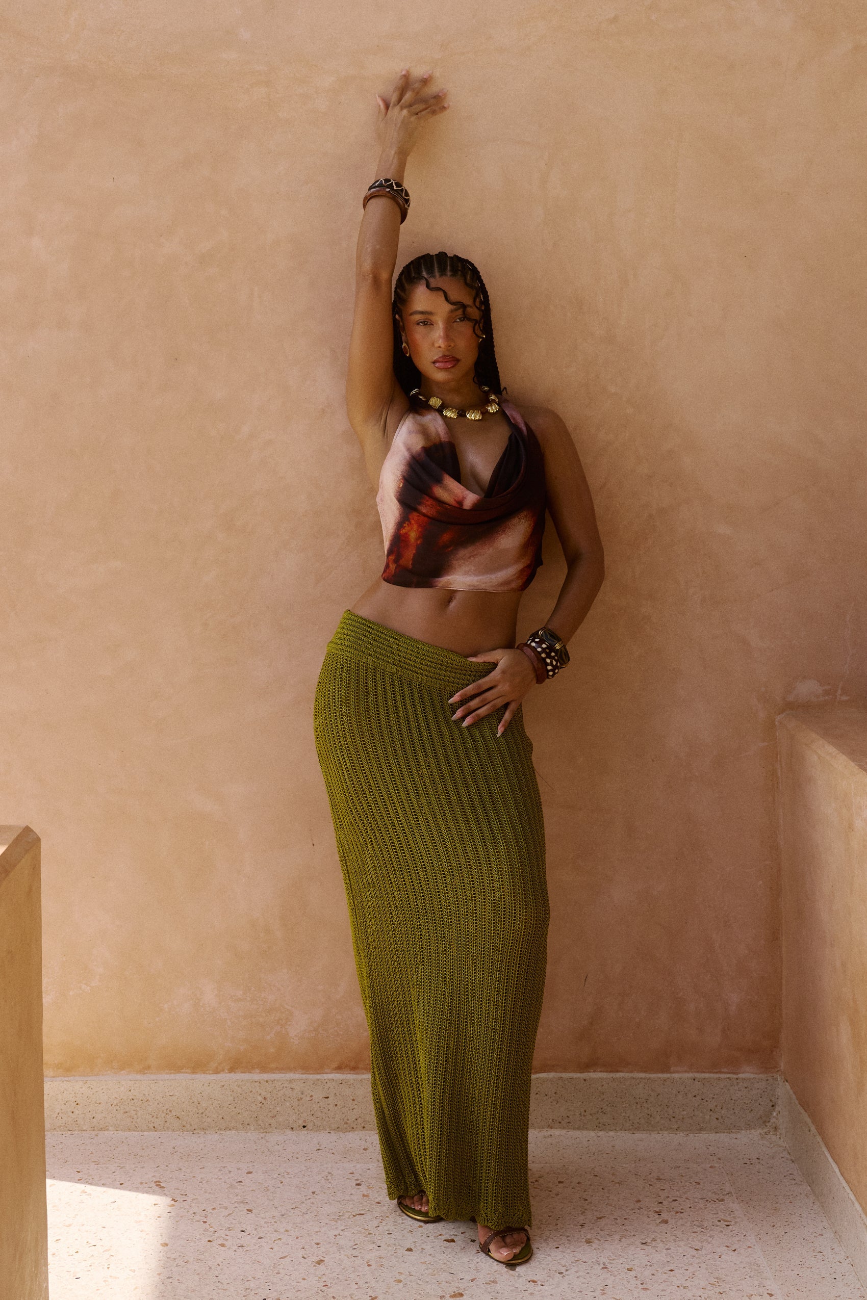 Nia Crochet Maxi Skirt in Paya