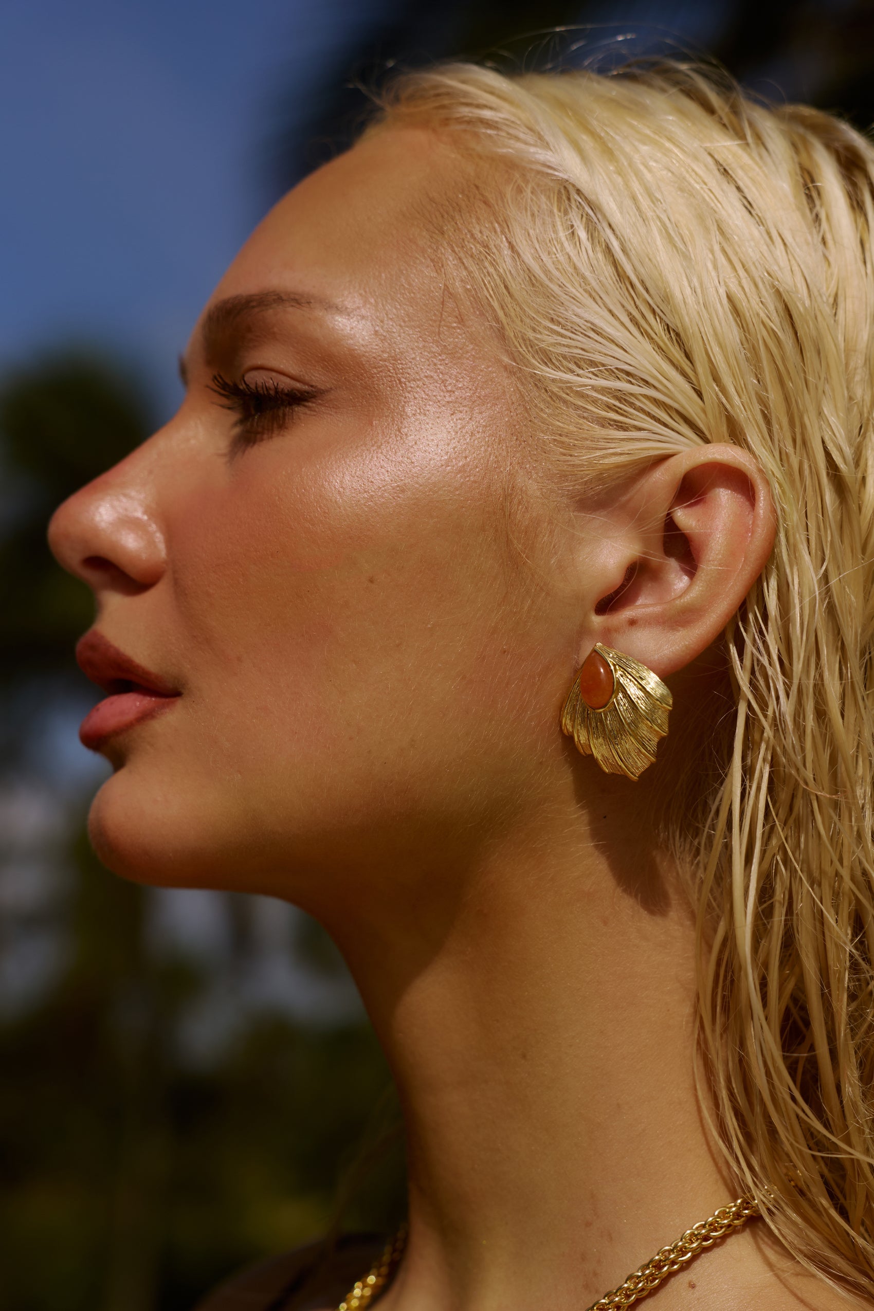 Zahana Earrings in Orange Aventurine