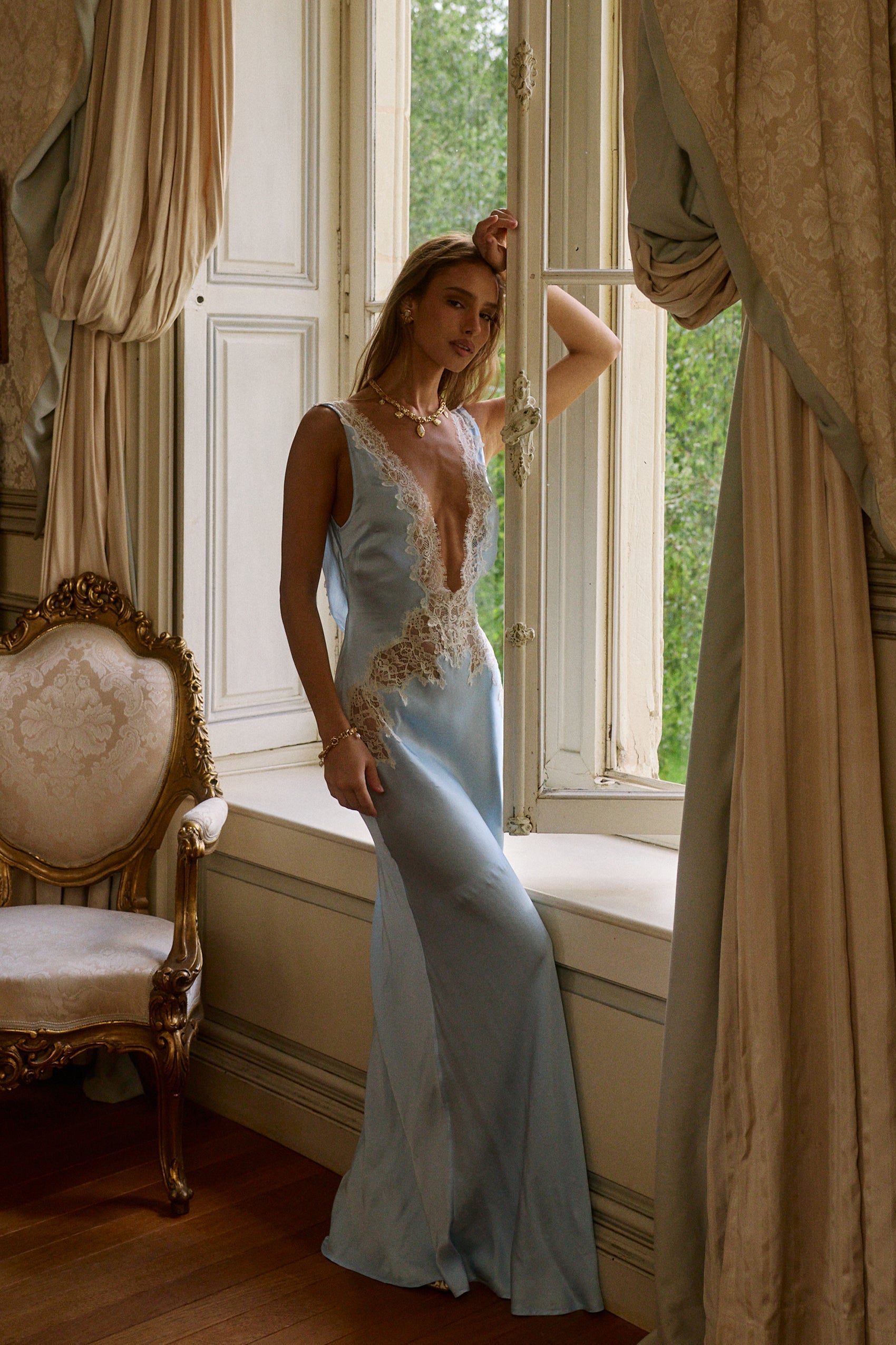 Buy The Celestia Maxi Dress in Ciel Online - Bydee USA