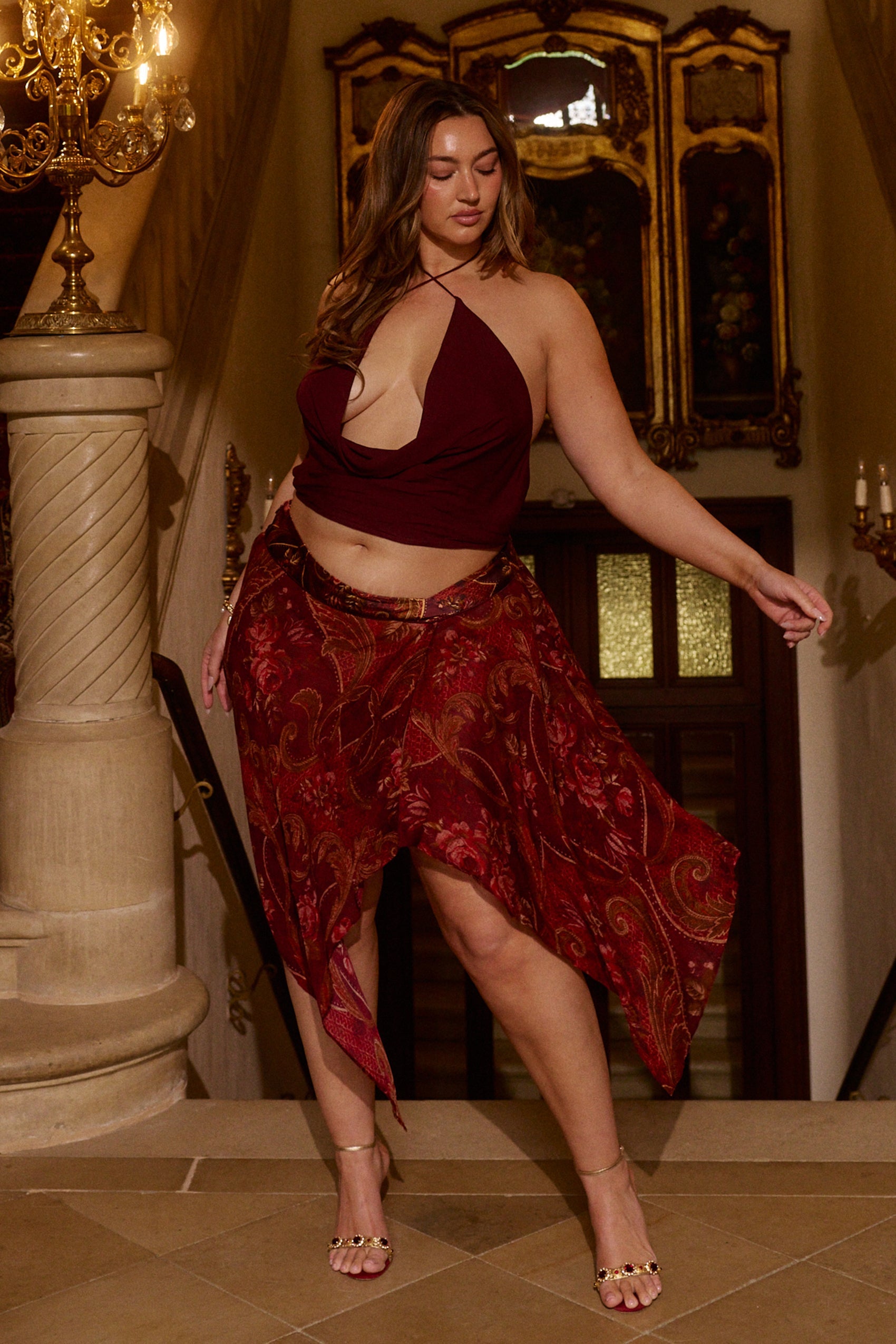 Nivea Midi Skirt in Rosetta