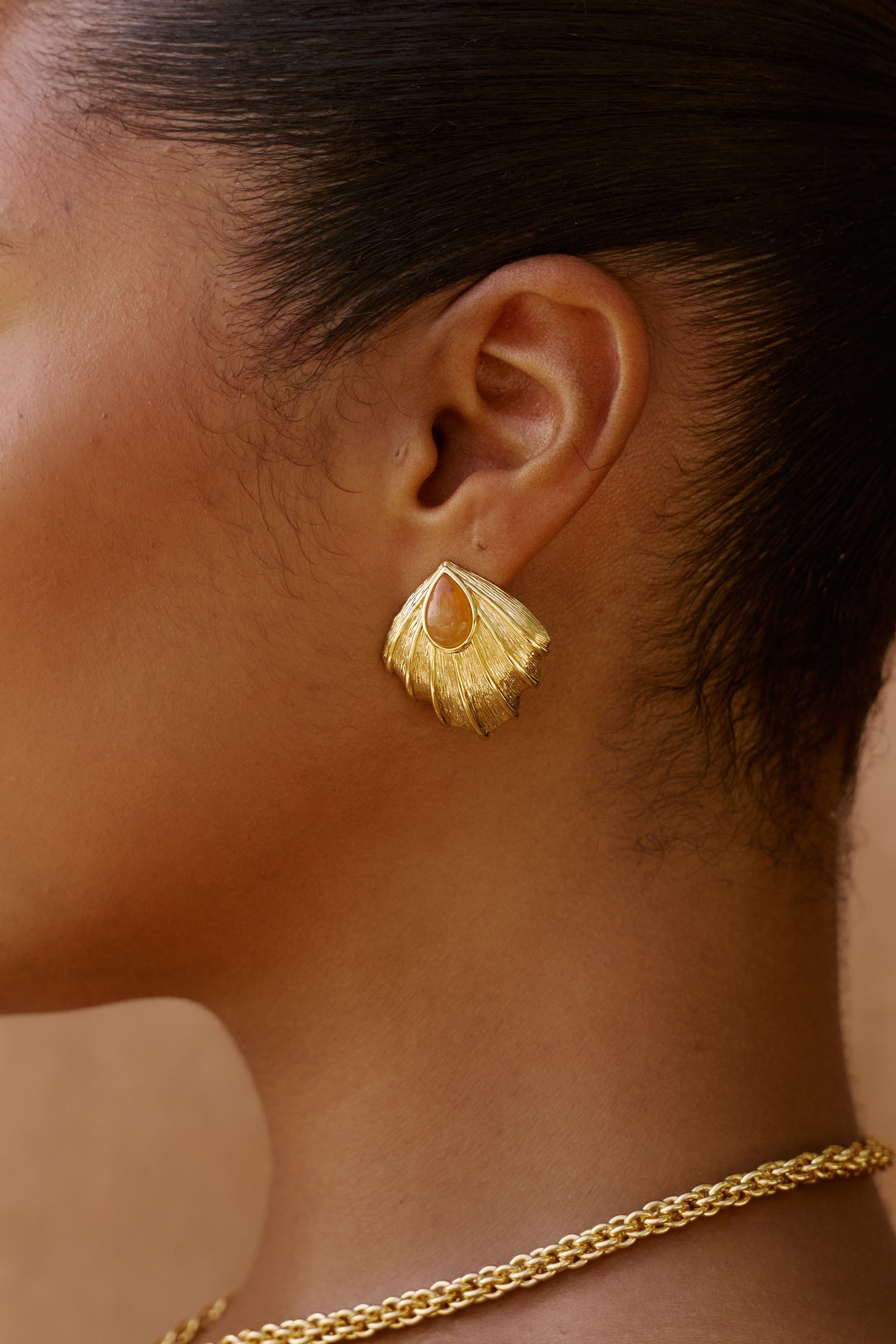 Zahana Earrings in Orange Aventurine