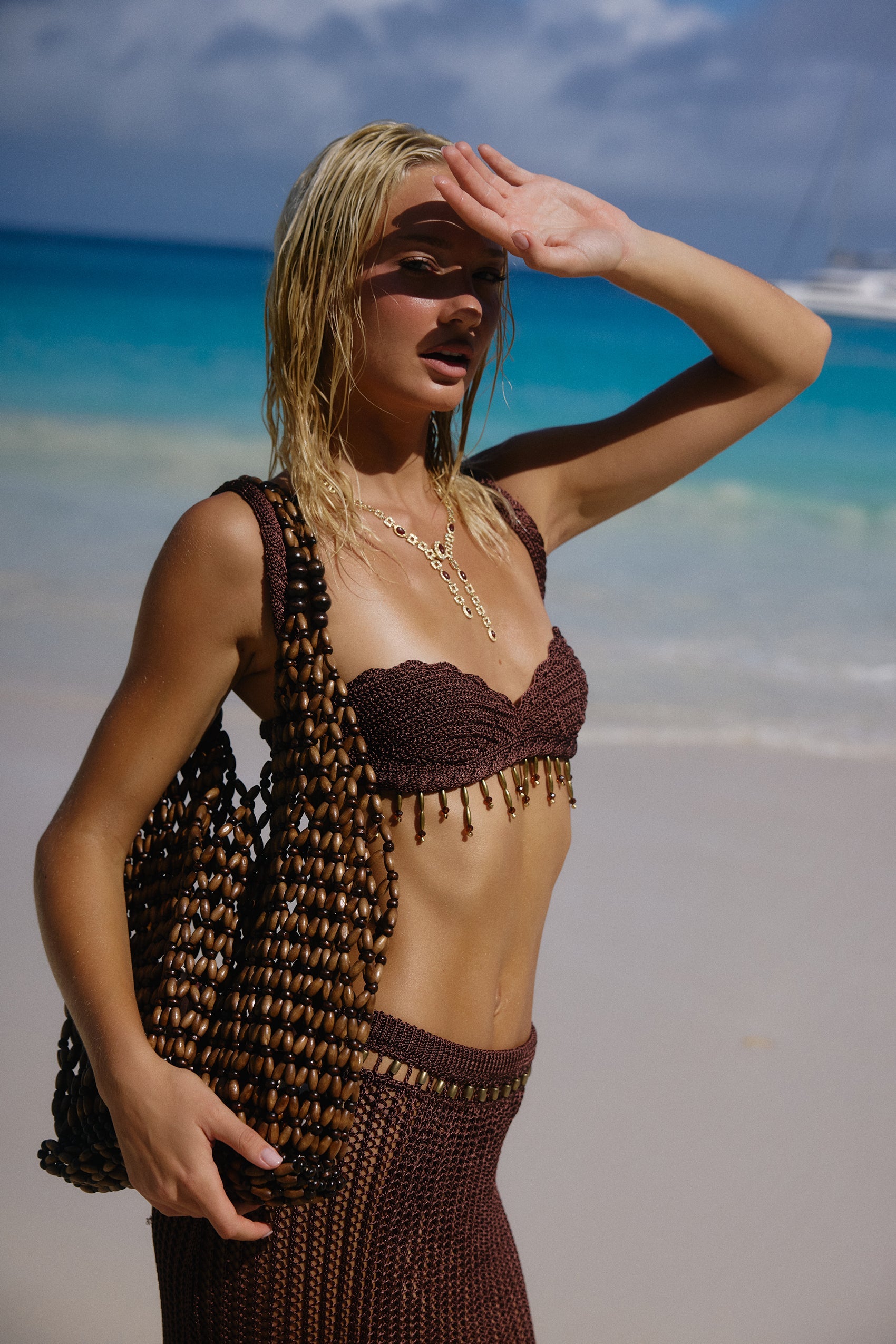 Beaded Bag in Cacao