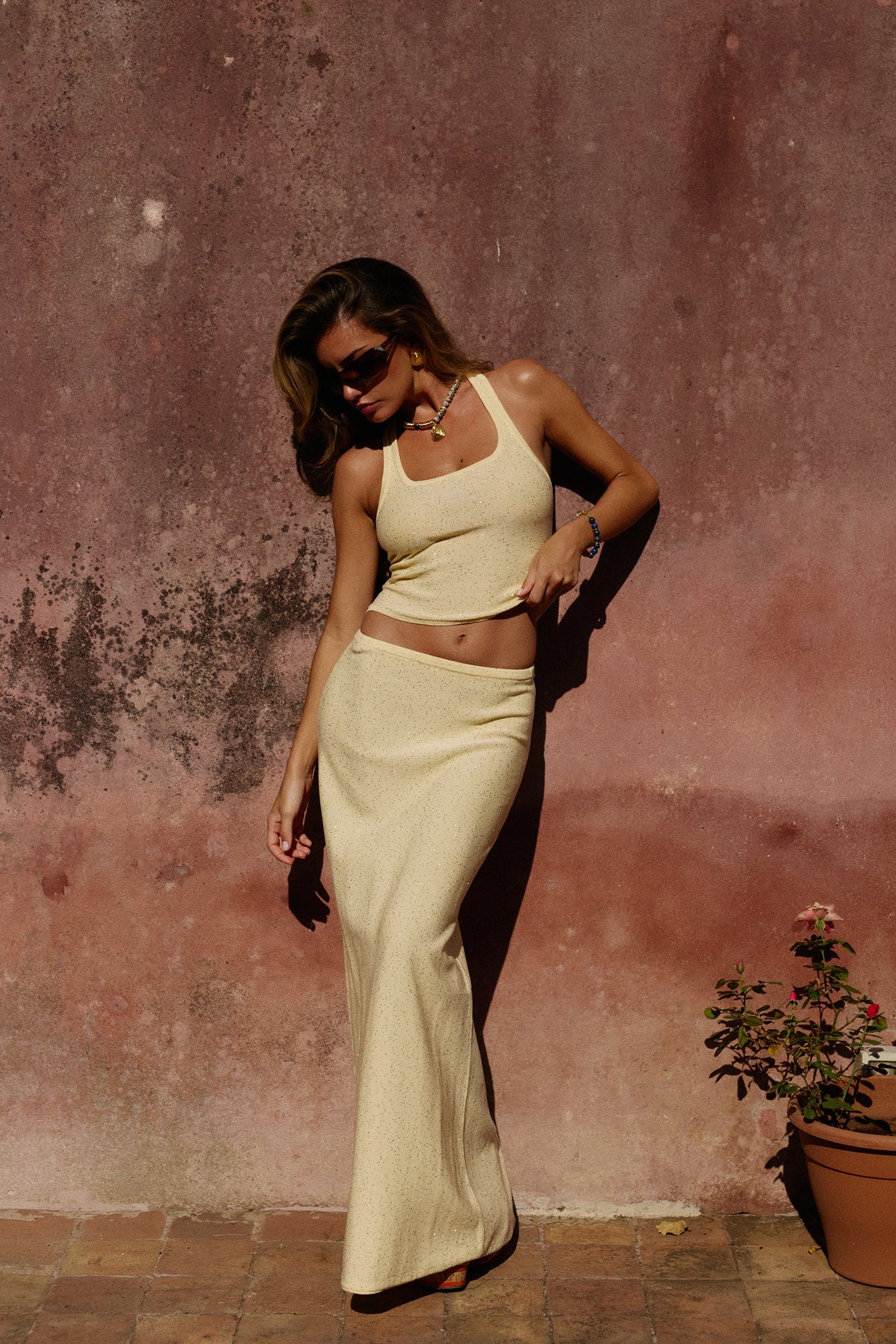 Loretta Knit Maxi Skirt in Buttere