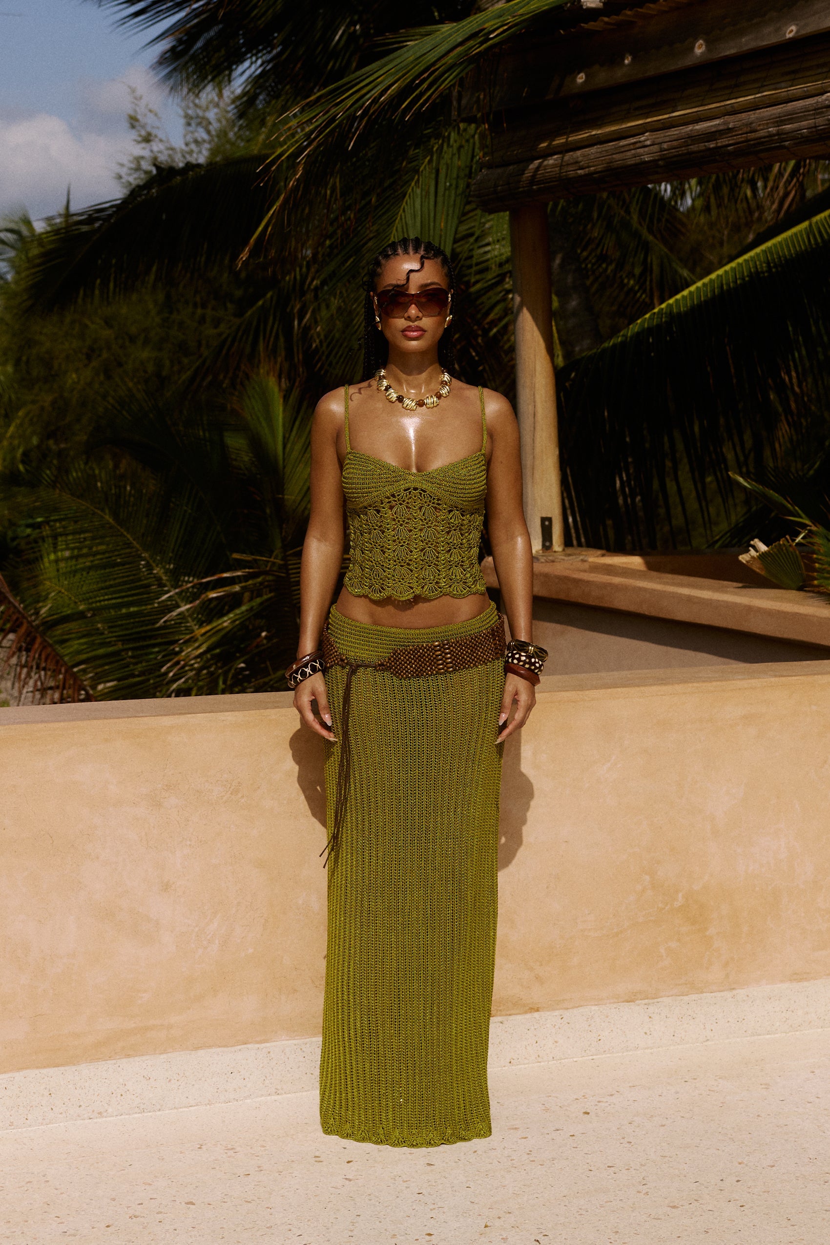 Nia Crochet Maxi Skirt in Paya